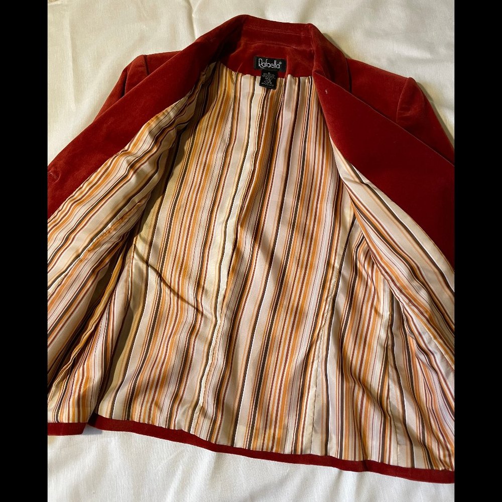 Rafaella ladies rust/orange, cotton velveteen blazer; Size 8 - Picture 3 of 8